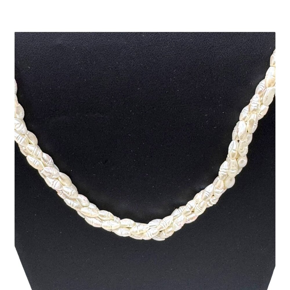 Vintage Multi-Strand Freshwater Pearl Necklace Twisted Baroque Gold-Tone 23"